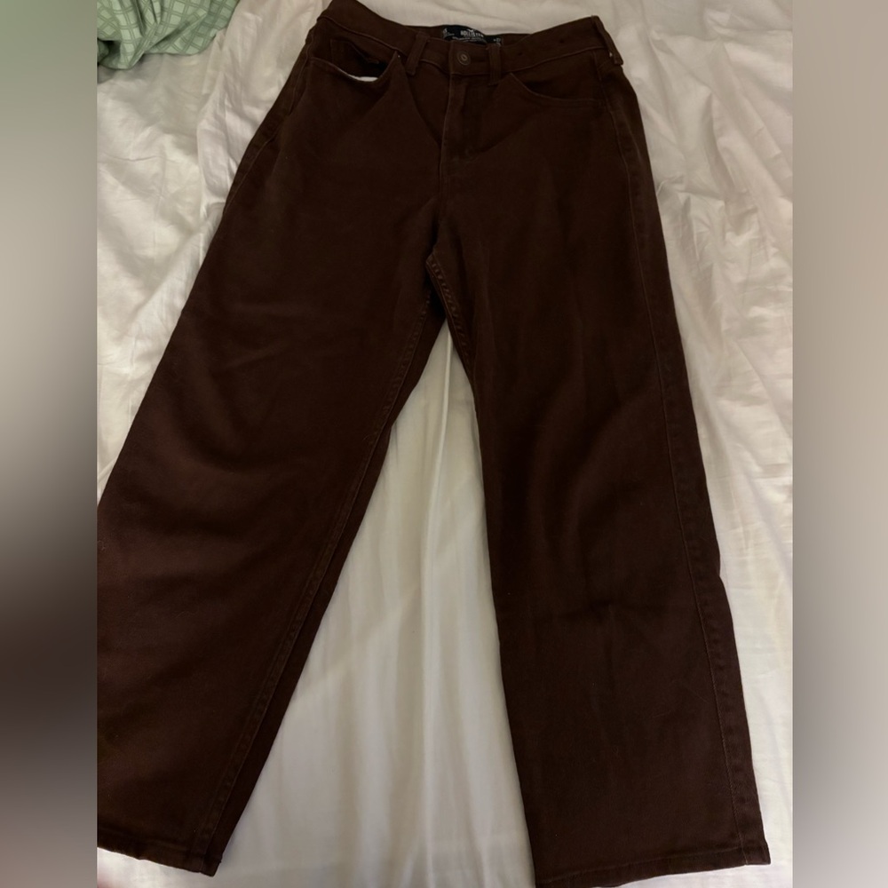 brown hollister straight leg short jeans size 5